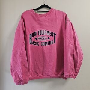 Vintage 90s B.U.M. Equipment Spell Out Sweatshirt - Pink - Large